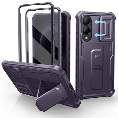 Dexnor for Samsung Galaxy S25 Edge Case with Upgraded Slide Camera Cover & 2 Front Frames & Built-in Screen Protector & Kickstand,Army