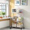 Commercial Grade 3 Tier Rolling Utility Kitchen Cart with Wire Shelving, 600Lbs Heavy Duty Capacity, Handle Bar, for Restaurant Office Storage - 2 of 4
