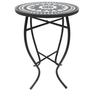 Jiallo Mosaic Art Collection Black Lily Accent Table - 1 of 2