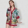 Anna-Kaci Lounge Women's Animal Print Pajama Set with Short Sleeves Button-Up Top and Contrast Trim Shorts - 2 of 4