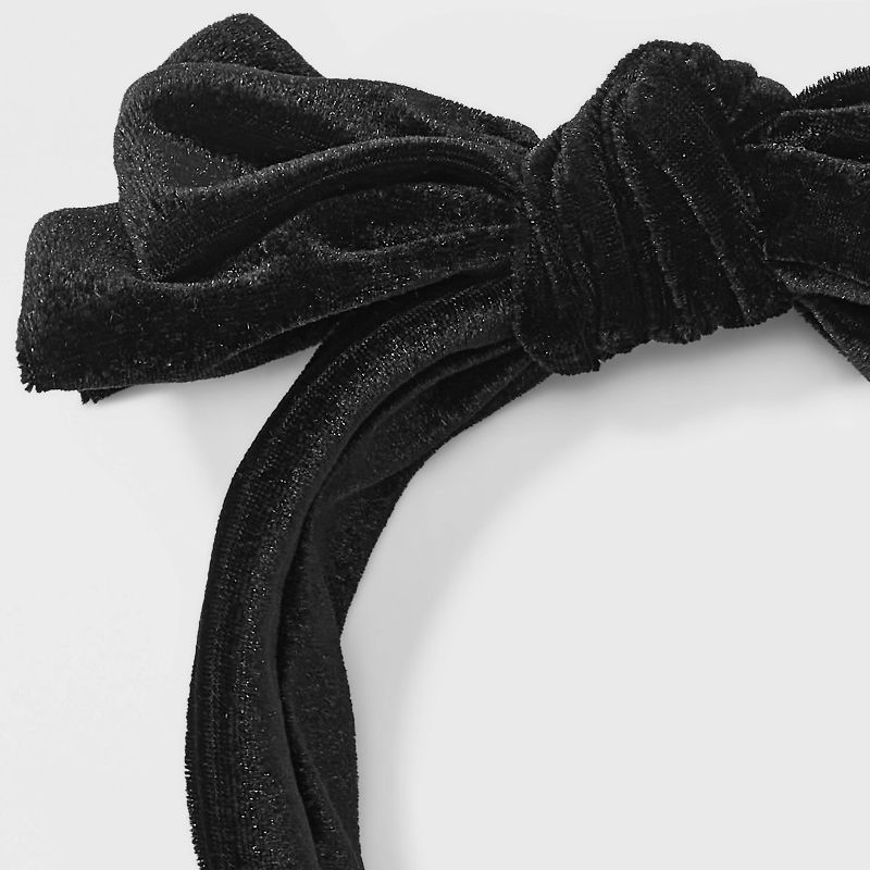 Wide Velvet Bow Headband - A New Day&#8482; Black, 4 of 7