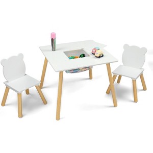 JOYMOR 3-in-1 Kids Table & 2 Chairs Set with Panda Ear Chairs, Removable Top & Storage for Ages 2-5 - 1 of 4