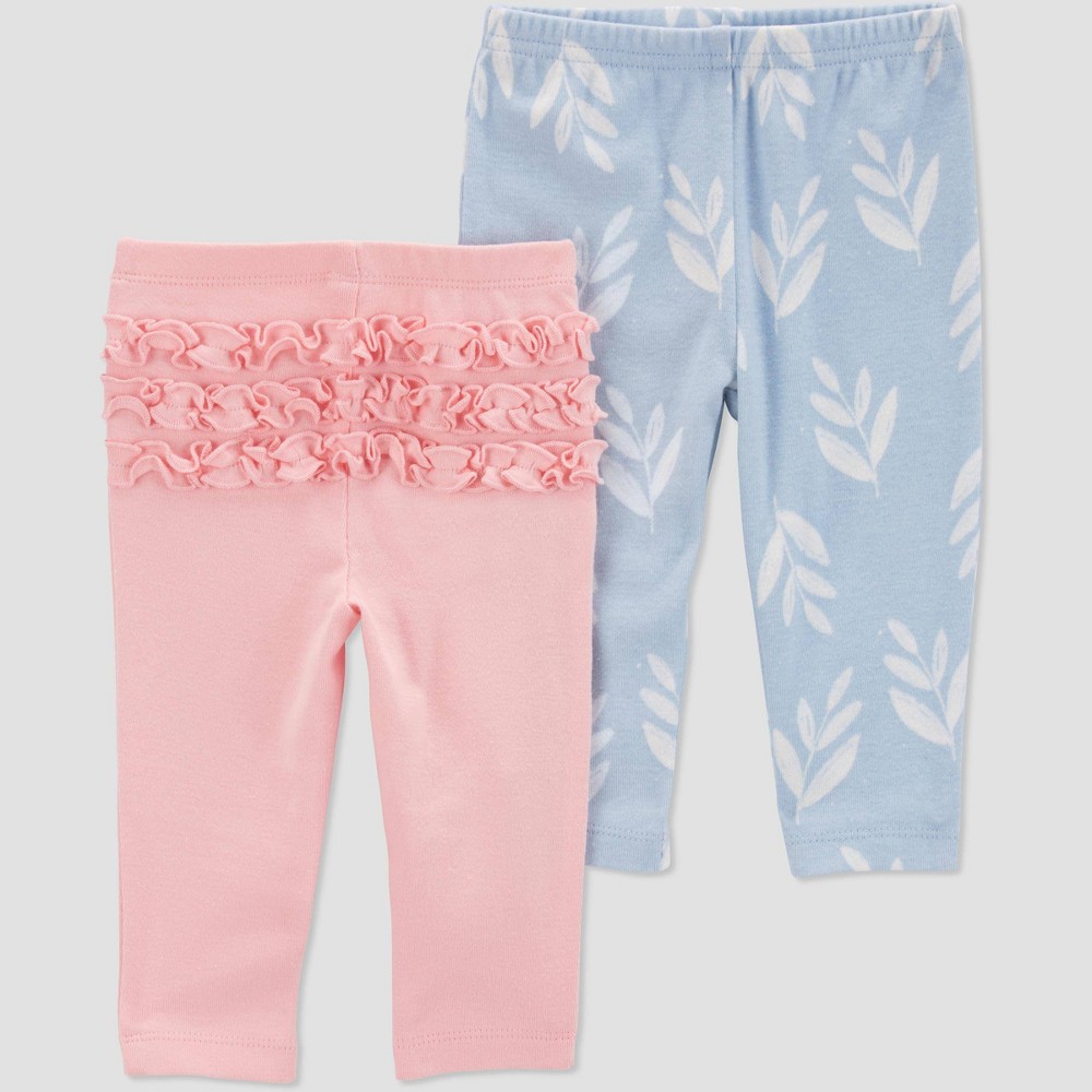 Carter's Just One You® Baby Girls' 2pk Pull-On Pants - Light Blue/Pink Newborn -  90574828