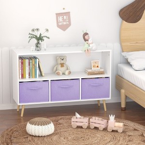 PAGED 2-Tier Kids Bookshelf,Multifunctional Book Rack with 3 Fabric Drawers,Toy Storage Organizer for Bedroom, - 1 of 4