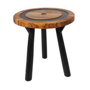 Olivia & May Teak Wood Geometric Layered Circle Accent Table: No Assembly, Indoor Use, Modern Style - 1 of 4