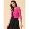 INSPIRE CHIC Women's Work Floral 3/4 Lace Trim Sleeves Open Front Bolero Shrug - 3 of 4