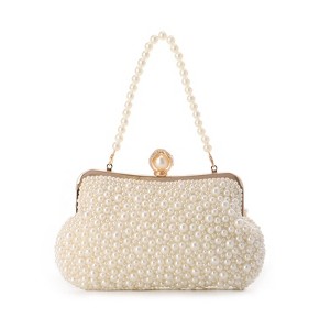 Women Pearl Evening Handbags Noble Crystal Beaded Clutch Purse for Wedding Bridal Parites Prom - 1 of 4