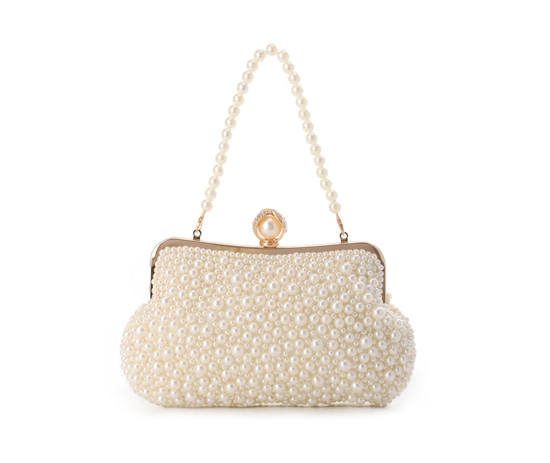 Women Pearl Evening Handbags Noble Crystal Beaded Clutch Purse for Wedding Bridal Parites Prom