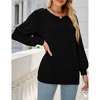 Women's Long Sleeve Blouse Round Neck Loose Fit Casual Top - 4 of 4