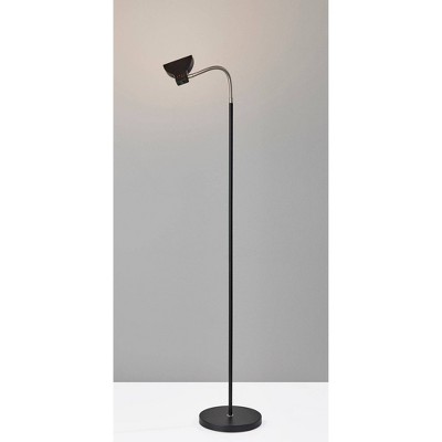 Adjustable Black and Brushed Steel Arc LED Floor Lamp