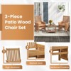 Tangkula 3PCS Furniture Set w/ 1.5" Umbrella Hole Hardwood Table & Chairs Set Patio - 3 of 4