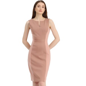 INSPIRE CHIC Women's V Neck Office Sleeveless Bodycon Midi Pencil Dress - 1 of 4