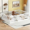 Ridstar 77 in. W Children's Wooden Full-Size Floor-Standing Bed Frame with Slats, Rails & Door for Girls & Boy-White - 3 of 4