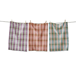 tagltd Sierra Plaid Dishtowel Set of 3 - Cotton Kitchen Towels for Fall Harvest - Machine Washable, Multi-Color - 1 of 2