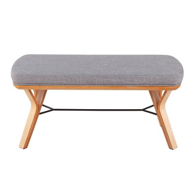 42'' Folia Natural Wood Bench with Light Gray Cushion Seat