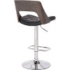 Black Modern Stylish Weathered Oak Back Adjustable Swivel Bar Stool - 4 of 4