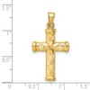 Black Bow Jewelry Men's 14k Yellow Gold Hollow 3D Reversible Textured Cross Pendant - 3 of 4