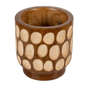 Storied Home Hand-Carved Wood Planter with Dots - 1 of 4