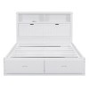 Full/Queen Size Hydraulic Platform Bed with Storage LED Headboard, Charging Station, 2 Drawers and Under-Bed Storage Space, White/Gray-ModernLuxe - 4 of 4