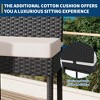 Outdoor Bar Stool Set of 2, Counter Height Bar Chair with Soft Cushion & Ergonomic Footrest, Rattan Barstool Set for Patio Pool - 4 of 4