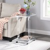 Okak Modern Glass Side Table with Acrylic Legs, C-Shape Table with Chrome Metal Base, Tray Tables for Living Room, Bedroom, Balcony - 2 of 4