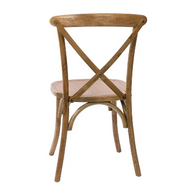 Elegant Dark Natural Elm Wood X-Back Dining Chair