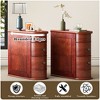 Set of 2 Solid Wood 2-Drawer U-Shaped End Table Set, No Assembly Required, Finished Back, Walnut - 3 of 4