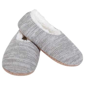 Elanze Designs Simple Knit Womens Plush Lined Cozy Non Slip Indoor Soft Slipper - Grey, Large