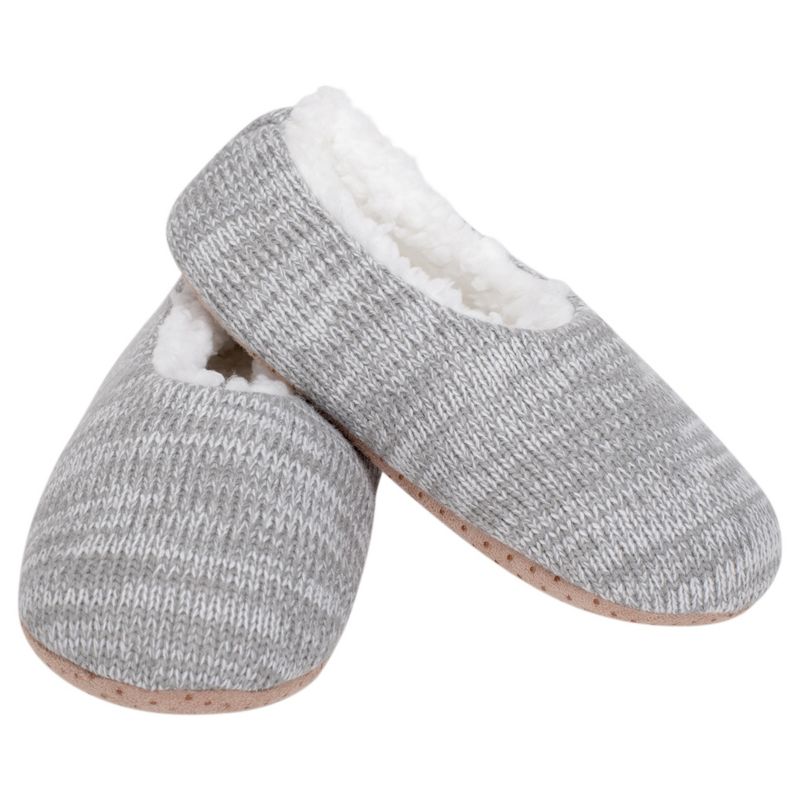 Elanze Designs Simple Knit Womens Plush Lined Cozy Non Slip Indoor Soft Slipper - Grey, Large, 1 of 7