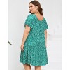 Plus Size Sundress with Short Sleeve Square Neck Ruffled Dress Smokced Wasit Tiered Dress Plus Size Peasant Dress Floral Prairie Dress - 4 of 4