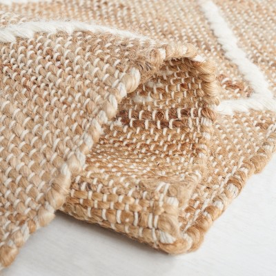 Ivory Diamond Pattern Handmade Wool Square Rug, 6' x 6'