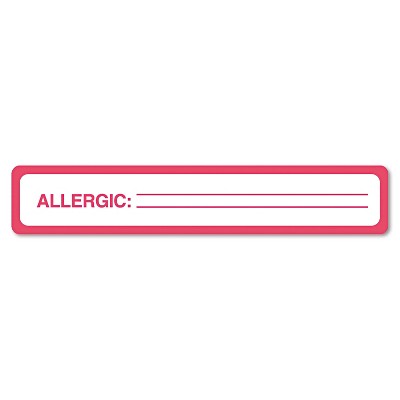 Tabbies Medical Labels for Allergy Warnings 1 x 5-1/2 White 175/Roll 40561