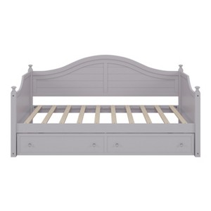 VYNXARIA Gray Twin Size Wood Daybed with 2 Storage Drawers and Handrail - Ideal Wooden Sofa Bed for Living Room and Bedroom - 1 of 4