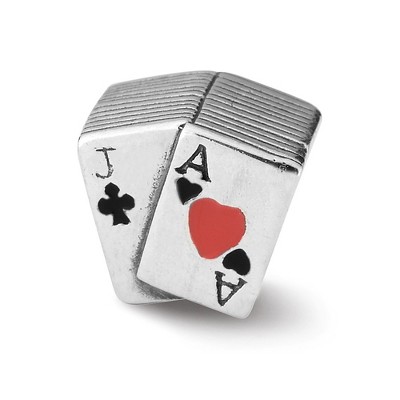 Black Bow Jewelry Sterling Silver and Enameled Blackjack Bead Charm