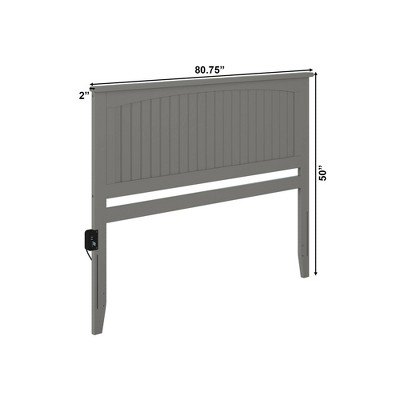 Gray King Solid Wood Headboard with Storage