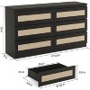 Modern Rattan 6-Drawer Dresser with Anti-Tip Kit, Wide Wooden Storage Chest for Bedroom, Living Room and Hallway - 2 of 4