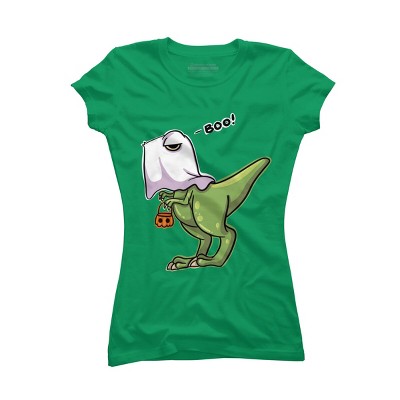 Junior's Design By Humans Halloween Ghost Dinosaur By whynot007 T-Shirt