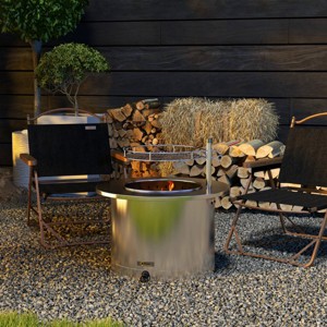 Coolbibila 2-in-1 Portable Stainless Steel Smokeless Wood Burning Fire Pit Table,BBQ Grill,Low Smoke Camping Bonfire Stove with Grill Grate - 1 of 4