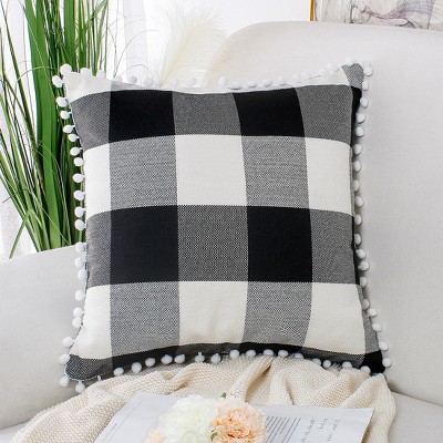 Piccocasa 2 Pcs 18 X 18 Polyester Plaid Bed Sofa Decorative Pillow Cover  Black And Silver : Target