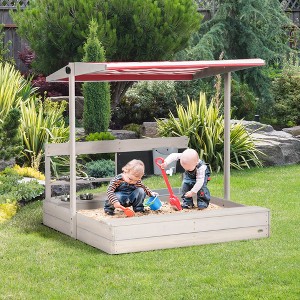 VYNXARIA Kids Sandbox with Canopy Adjustable,Wooden Sandbox Backyard Toy,Outdoor Activity Gift for Girls and Boys - 1 of 4