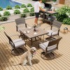 Pamapic 5-Piece Metal Patio Outdoor Dining Set with Square Table and Rattan Swivel Chairs with Cushion - 3 of 4