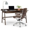 60" Lisa Desk Natural Aged Brown - WyndenHall: Contemporary Design, USB Port, 3 Drawers, Bronze Hardware - 2 of 4