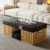 Luck Live Modern 47.2-Inch Indoor & Outdoor Natural Gas Fire Pit Coffee Table with Tempered Glass Wind Shield, Double Storage Drawers & Metal Frame - 2 of 4