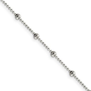 Black Bow Jewelry 1.15mm, Sterling Silver Diamond Cut Fancy Beaded Chain Necklace - 1 of 4