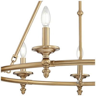 Antique Gold 9-Light Brass Wagon Wheel Chandelier