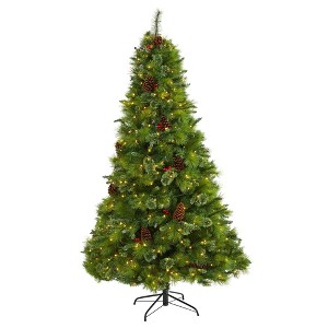 Nearly Natural 7’ Montana Mixed Pine Prelit LED Artificial Christmas Tree with Pine Cones & Berries - 1 of 1