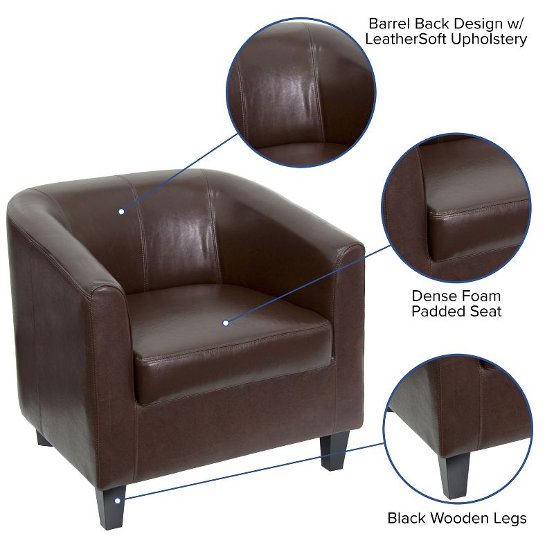 Flash Furniture LeatherSoft Lounge Chair with Sloping Arms, 3 of 11