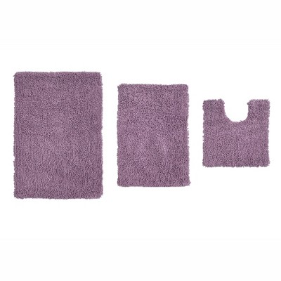 Fantasia Bath Rug Collection Cotton Shaggy Pattern Tufted Set of 3 Bath Rug Set - Home Weavers