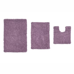 Fantasia Bath Rug Collection Cotton Shaggy Pattern Tufted Set of 3 Bath Rug Set - Home Weavers - 1 of 3