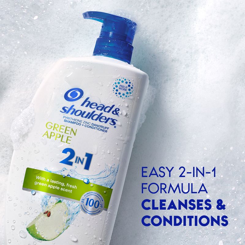 Head & Shoulders Green Apple 2-in-1 Anti Dandruff Shampoo & Conditioner for Dry & Itchy Scalp, 6 of 16